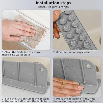 Silicone Sink Splash Guard Mat with Strong Suction Cup