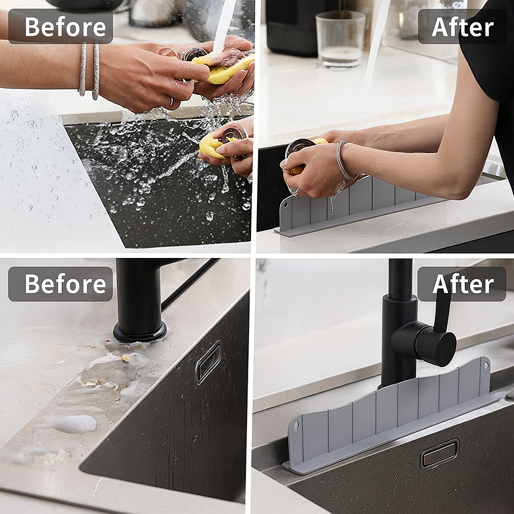 Silicone Sink Splash Guard Mat with Strong Suction Cup