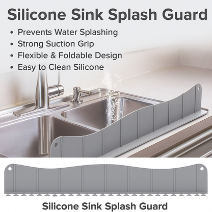 Silicone Sink Splash Guard Mat with Strong Suction Cup