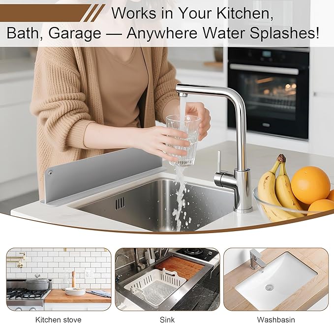 Silicone Sink Splash Guard Mat with Strong Suction Cup