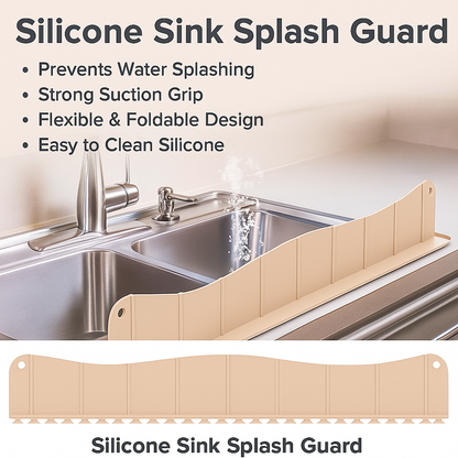 Silicone Sink Splash Guard Mat with Strong Suction Cup